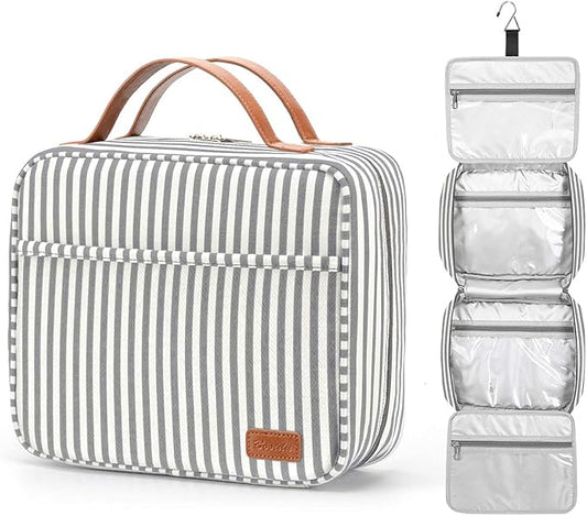 Bosidu Hanging Travel Toiletry Bag,Large Capacity Cosmetic Travel Toiletry Organizer for Women with 4 Compartments & 1 Sturdy Hook,Perfect for Travel/Daily Use/Christmas