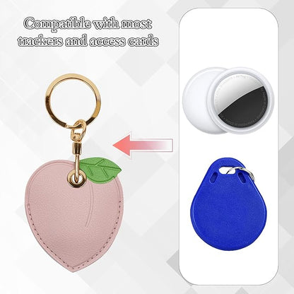 Leather Keychain Case Holder Compatible with Apple AirTag, GPS Airtag Keychain Finder Tracker with Key Ring, Anti-Scratch Protective Air Tag Cover