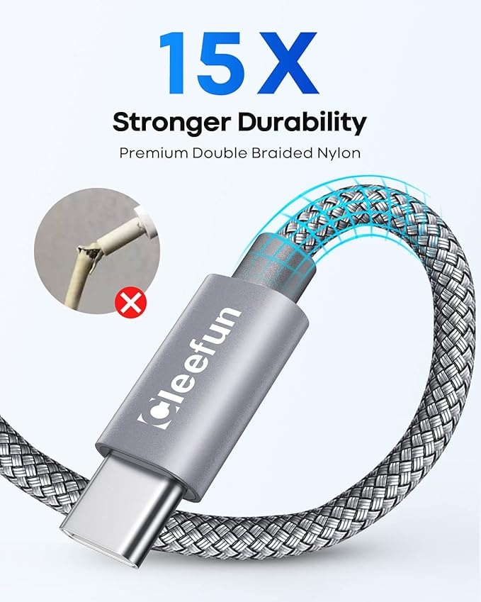 CLEEFUN USB C Cable 6ft, 5-Pack USB A to Type C Charger Cord Fast Charging for iPhone 17 16 15 Pro Max Plus Air 16e, for Samsung Galaxy S25 S24 S23 S22 S21 S20 S10 A17 A16 A15 A56 A55 A26 A35 A36