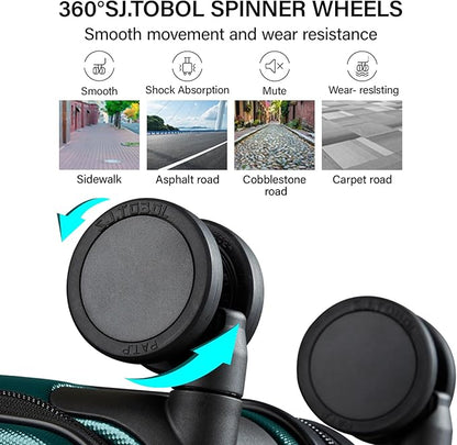 MILADA 24 Inch Expandable Top Opening Luggage with Spinner Wheels Medium Checked Suitcase with Wheels Hard Shell Trunk Suitcase TSA Approved Luggage for travel, Blackish Green