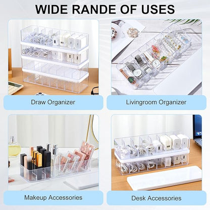 Tatuo 4 Pcs Cable Organizer Box with Wire Ties, Plastic Cord Storage Box with Lid, Electronics Organizer for Home Office Desk Organizers and Accessories (Clear,White)