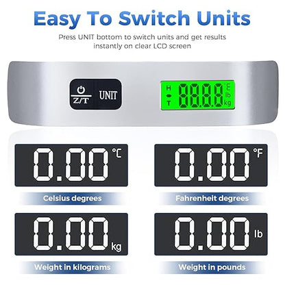 Digital Luggage Scale, WGGE Travel Luggage Weight Scale, Max 110lbs/50kg Baggage Scale with Backlit LCD Display