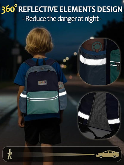 Kids Backpack for Boys Girls, Toddler Backpack for Preschool Kindergarten, 15inch Elementary School Bookbag with Reflective for Ages 6-8, Mint Blue