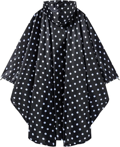 Hooded Rain Ponchos for Adult - Rain Coat and Rain Jacket with Waterproof Pocket and Zipper