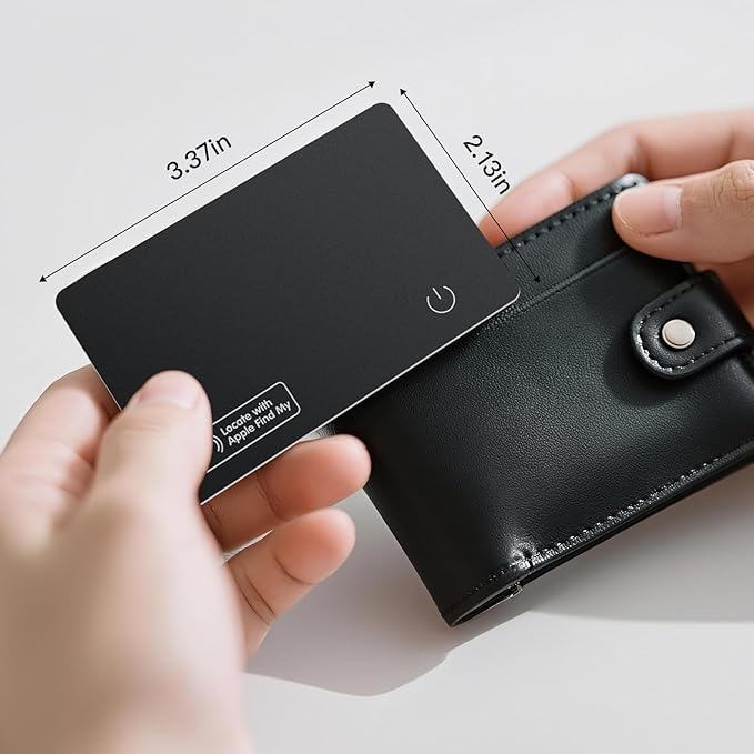 Ultra Slim Air Card Tag: GPS Wallet Smart Tracker Card - Compatible with Apple Find My Wallets Finder Tracking Cards Tags, Keep Track Item Locator of Luggage, Passport, Purse, Backpack (4 Pack Black)