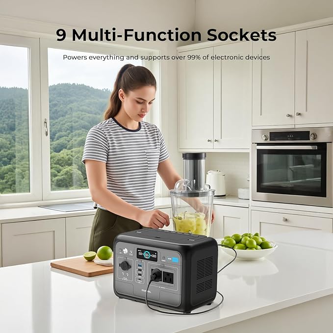 OUKITEL 512Wh Portable Solar Generator with 200W Solar Panel, P800 Solar Power Station with 2x800W AC Outlets (1600W Peak), 500W Fast Charging, Emergency Power Station for Home, Camping & RVs