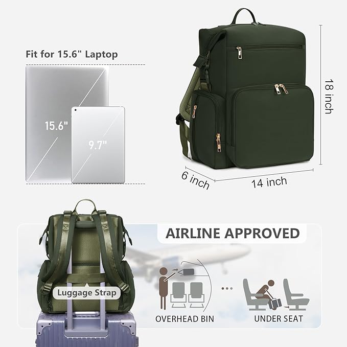 CEI-CEI Neoprene Diaper Bag Backpack with Insulated Pockets, Large Newborn Baby Maternity Bags Travel Tote with Changing Pad (Army Green)