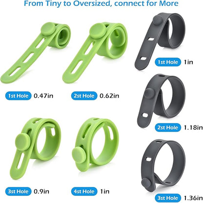 24 Pcs Silicone Cable Ties, Wire Cord Organizer, Cord Ties Reusable Cable Organizer 5Inch Cable Management Tie (4 Color) Cbfoeyk