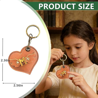 Initial Letter Leather Alphabet Keychain Holder Case Compatible with AirTag,Cute Protective Air Tag Cover with Bronze Keyring,Anti-Scratch Finder GPS Tracker Case for Pets Keys Wallet Luggage(M)