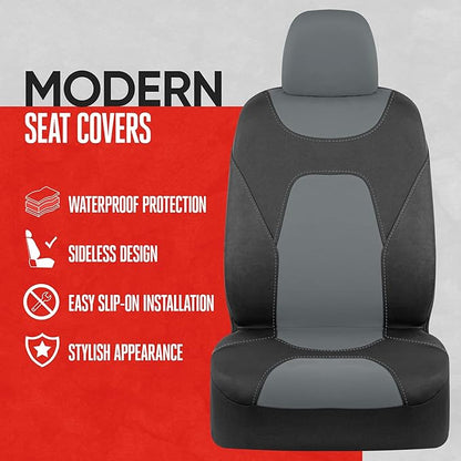 Motor Trend Waterproof Car Seat Covers Full Set – Black & Gray Seat Covers for Car Front & 60/40 Split Back Bench - Carseat Cover for Trucks, SUV - Universal Fit for Most Regular Size Vehicles