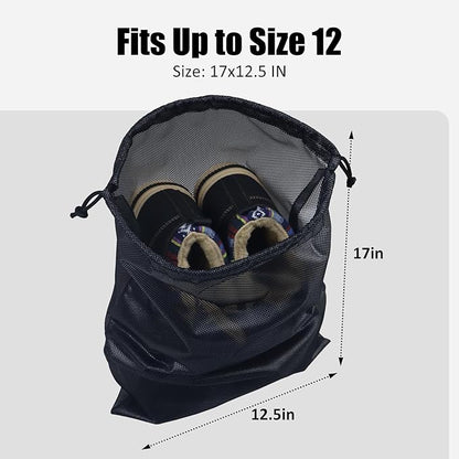 Gloppie Shoe Bags for Travel, (2-Pack) Shoe Storage Bag with Drawstring, Packing Organizer for Sneakers, Gym, Luggage, Closet, Weekender Overnight Travel Essentials, Grey