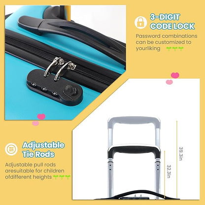 20" Kids Ride On Suitcase with Wheels and Password Lock, Scooter Luggage for Toddlers Travel, Durable Children's Suitcase for Boys & Girls Ages 2-6Years (20 Inch)