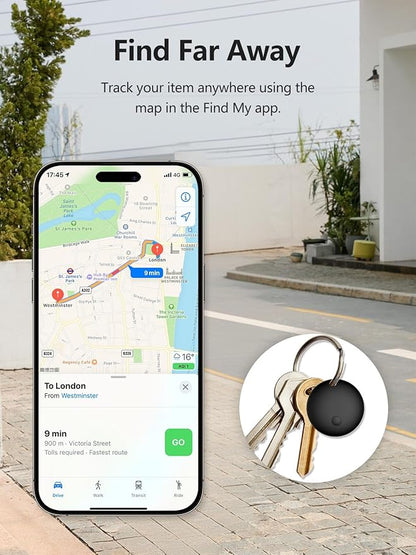 Tracker Tags, Item Finder Work with Apple Find My (iOS Only), Tracking Device Locator Smart Tag for Luggage, Keys, Wallet, Bike, Bags (Black, 4 Pack)