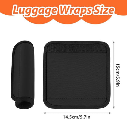 2Pack Luggage Handle Wrap For Suitcase Travel Essential Bright Black Color Soft Luggage Identifiers For Suitcases Neoprene Material Comfortable Suitcase Handle Wraps For Suitcase For Traveling