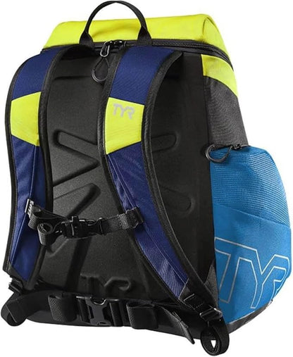 TYR Alliance Backpack, 30L Capacity, Wet and Dry Compartments, Team Colors