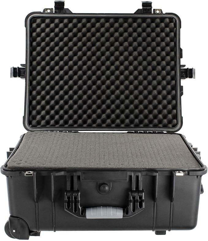 Eylar Medium 24" Protective Roller Camera Hard Case for Cameras, Drones, Tools, and AV Equipment with IP67 Waterproof, Shock Resistant, and Customizable Foam Inserts (Black)