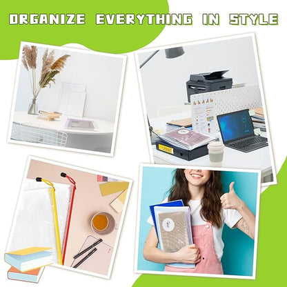 36pcs A4 Mesh Zipper Pouch Bags, Waterproof Document Zipper Bags for Organizing Storage for School, Office, Board Games, Travel & Craft Storage Letter Size
