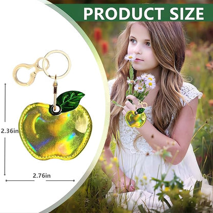 Leather Keychain Holder Case Compatible with AirTag,Cute Protective Shiny Charm Cover with Keyring,Anti-Scratch Finder GPS Tracker Case for Wallet Keys,Bag,Pets(Yellow Fruit)