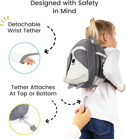 Lulyboo Panda Toddler Backpack Leash with Detachable Child Harness & Wrist Tether, Baby Walking Safety Harness, Kids Backpack with 5 Storage Pockets & Insulated Lunch Bag, Perfect for 1-7 Years