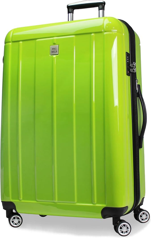 World Traveler Contour 28-Inch Polycarbonate Hardside Expandable Spinner Checked Luggage with TSA Lock - Apple Green