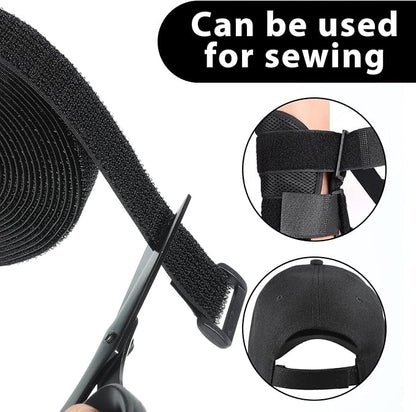 1" x 16ft Hook and Loop Straps with 25 Metal Buckles, Adjustable Fastening Cable Straps, Black Reusable Fastening Cable Ties, Adjustable Multi-Purpose Cable Straps for Organizer or Storage