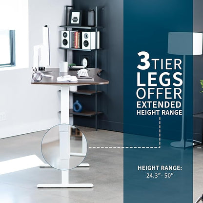 VIVO Electric 63 x 32 in Dual Motor Standing Desk, Memory Height Adjustment, 2B Series, Dark Walnut Top White Frame, DESK-KIT-2W1D