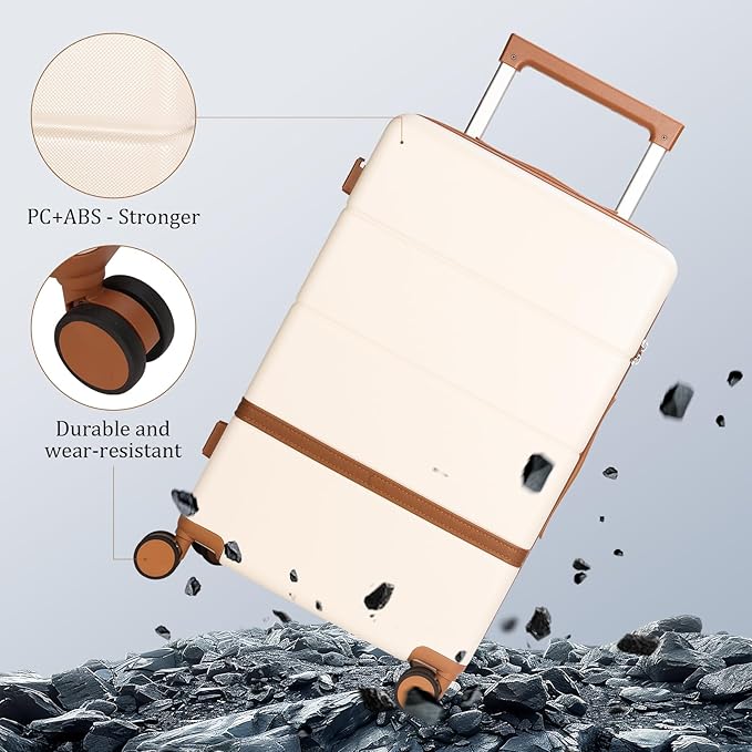 Luggage Sets, 2 Piece Suitcase set with wheels Tsa Lock 20/24 inchi Hardshell Waterproof Travel Suitcases luggage for Women/Men/Family (White)