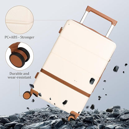 Luggage Sets, 2 Piece Suitcase set with wheels Tsa Lock 20/24 inchi Hardshell Waterproof Travel Suitcases luggage for Women/Men/Family (White)