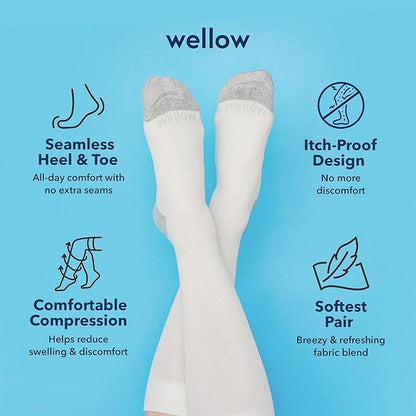 Wellow Premium Socks (Compression Socks - Regular) for Men & Women, Made with Viscose from Bamboo, Knee High, 18-25 mmHg