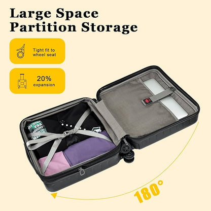 16 Inch Carry On Luggage Airline Approved, Expandable Lightweight ABS+PC Hard Shell Suitcases with 360° Spinner Wheels, TSA Lock, YKK Zippers (Black)