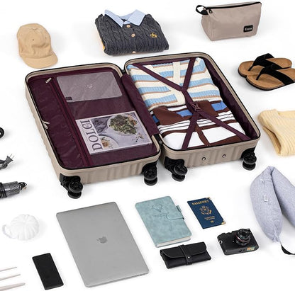 Luggage Sets Suitcase Sets 5 Piece Luggage Sets Suitcase with ABS Hard Shell Lightweight TSA Lock and Double Rotatable Detachable Wheels(Gray,20"/24"/28"/DB/TB)