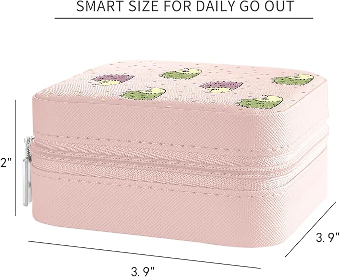 MAYCARI Jewelry Box with Cute Hedgehog Pattern Design, PU Leather Jewelry Travel Organizer Case-Rings/Earrings/Necklace Storage Box for Women Birthday Mom Friends Her Bridesmaids Girls s