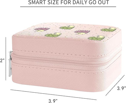 MAYCARI Jewelry Box with Cute Hedgehog Pattern Design, PU Leather Jewelry Travel Organizer Case-Rings/Earrings/Necklace Storage Box for Women Birthday Mom Friends Her Bridesmaids Girls s