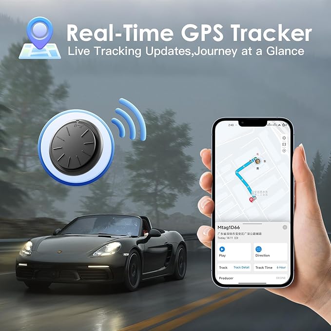 Mini GPS Tracker for Vehicles,Real Time GPS Car Tracker Work with Apple Find My(iOS Only),No Monthly Fee Anti-Theft Car Tracker with Magnetic Case (1PCS Black Tracker, White Magnetic Case)