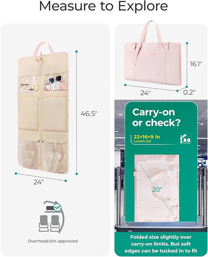 BAGSMART Garment Bags for Travel Foldable Carry on Suit Carrier for Hanging Clothes Stylish Dress Carrier Large Convertible Weekender Garment Bags for Women Men