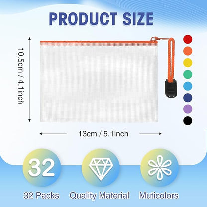 Jetec 32 Pcs Mesh Zipper Bags Toy Storage Bikini Organizer Bag Bolsas Para Guardar Trajes De Bano Waterproof Zipper Reusable Pouch Puzzle Multipurpose for Storage Office(Sweet Color,5.1 x 4.1 Inch)