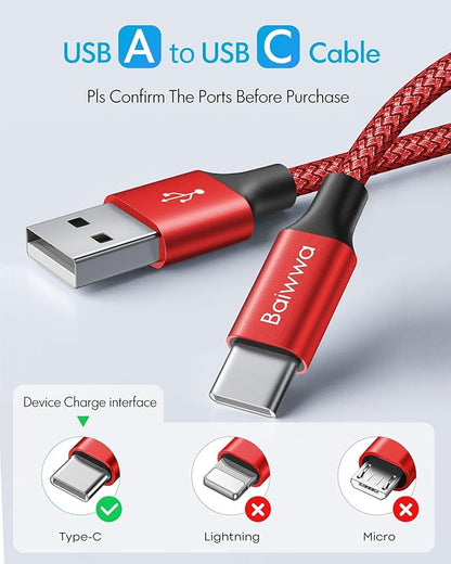 Baiwwa Long USB C Cable 15ft, USB A to Type C Cable Charger Cord Premium Nylon Braided for iPhone 16 15 Series Samsung Galaxy Note Tab, Moto, LG, Pixel and More USB C Smartphone & Tablet