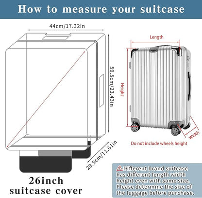Yotako Upgraded Zippered Clear PVC Suitcase Cover, 26 Inch Luggage Covers for Suitcase Luggage Protector Cover 26''