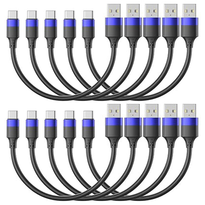 1ft Short USB C Cable for iPhone 15, 10 Pack Bulk USB A to USB C Charger Cord 12 inch, Multipack Type C Cable for Charging Station Compatible with Samsung Galaxy S24 S23 S20 S10 S9 Note 20 10 9
