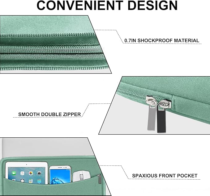 Laptop Sleeve 14 inch, Shockproof Protective Laptop Cover Briefcase Carrying Computer Bag with Accessory Pocket Portable Computer Case for 14" MacBook, HP, Dell, Lenovo, Acer, Binglan