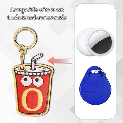Leather Keychain Case Holder Compatible with Apple AirTag, GPS Airtag Keychain Finder Tracker with Key Ring, Anti-Scratch Protective Air Tag Cover
