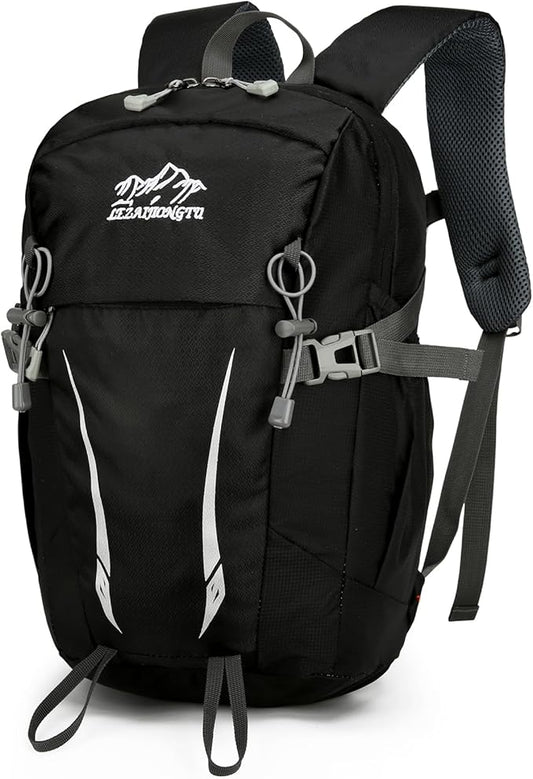 15L Small Padded Hiking Backpack with Chest Strap for Men, Lightweight Waterproof Daypack for Travel, Black