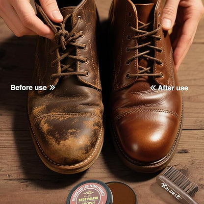 Shoe Shine Kit For Men & Women, 13Pcs Leather Shoe Polish Kit Christmas Gifts with Shoe Polish, Mink Oil, Horsehair Brush for Leather Boot Shoe Care Kit Mens Dad Birthday Gifts Ideas