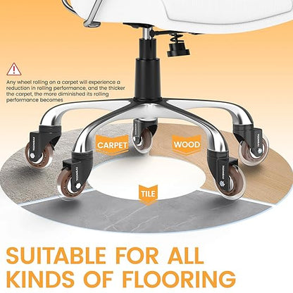 Upgraded,3 Inch Office Desk Chair Wheels Replacement, Computer Gaming Casters for Carpet, Stem 7/16-7/8 Set of 5 for Furniture Hardwood Hard Floors Chair Castors Tile Smooth Safe Quiet Rolling 1100 LB