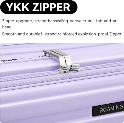 ROAMING 26-Inch Checked Luggage Expandable Front Opening Rolling Vacation Suitcase with Spinner Wheels and TSA Lock Cup Holder, PC Hard Shell Travel Trolley Case for Shout Business Trips purple