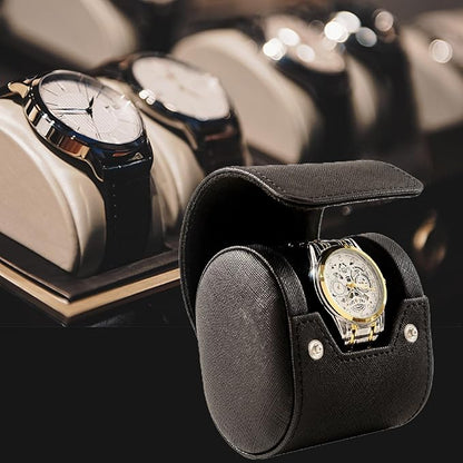 MR.OKAY Single Watch Travel Case- Classic Leather Watch Case With Perfect Texture.Portable Watch Roll Or Organizer For Storage And Display. Luxury Gifts For Men, All Handmade by Artisans.