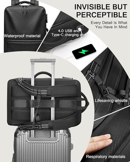 70L Vacuum Backpack Travel with Pump, Charging Port and TSA Lock, Expandable Vacuum Seal Compression Travel Backpack for 19" Laptop, Airline Approved