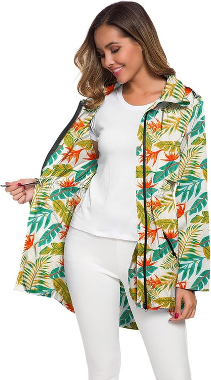 Avoogue Women's Long Raincoat with Hood Outdoor Lightweight Windbreaker Rain Jacket Waterproof