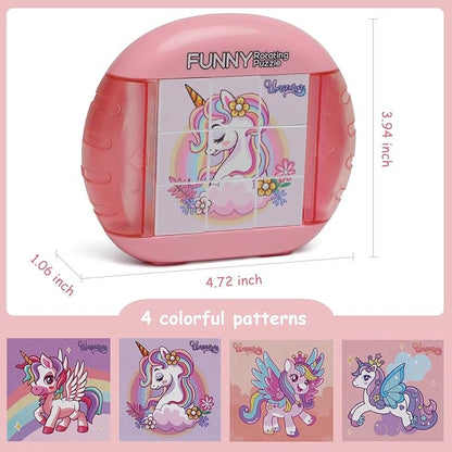 Rotating Puzzle for Kids 3 4 5 6 7 8 Year Old, 4 Puzzles in 1, Toddlers Travel, Car, Airplane, Road Trip Activities, Fine Motor Skills, Fidget, Gift for Boys & Girls Ages 3+ (Alicorn)