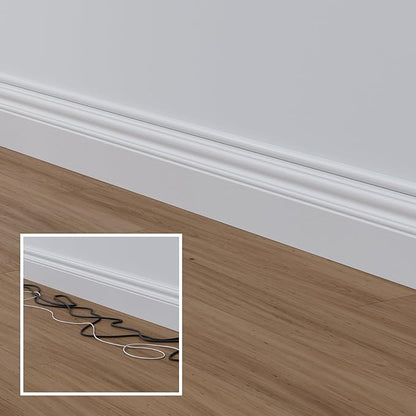 D-Line Half Round Cord Hider, Patented Cable Cover, Hide TV Wall Mount Wires, Raceway for Cords, Decorative Wire Covers, Paintable, Adhesive Cable Concealer, 8X 0.78in W x 0.39in H x 39in L,White